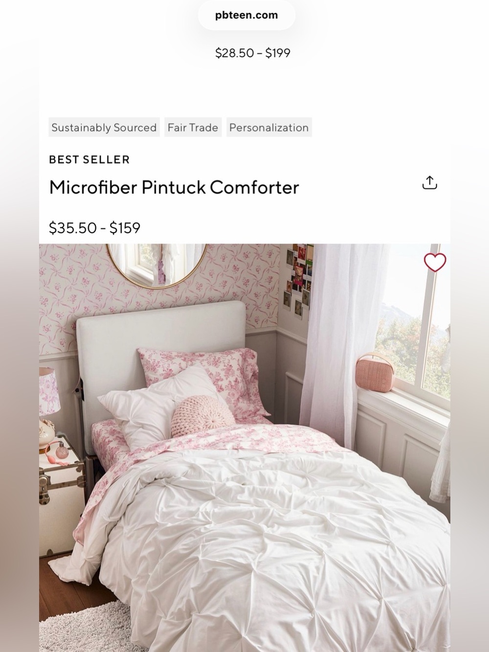 Pottery Barn Teen White Microfiber Pintuck Comforter Twin XL NWT (new with tags) - Picture 9 of 11